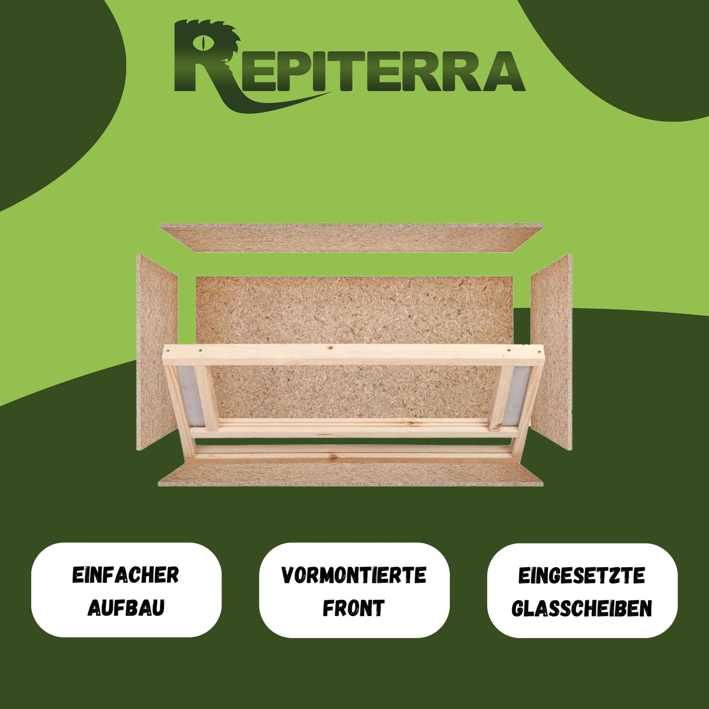 Repiterra Holz Terrarium mit Frontbelüftung 100x50x50 cm
