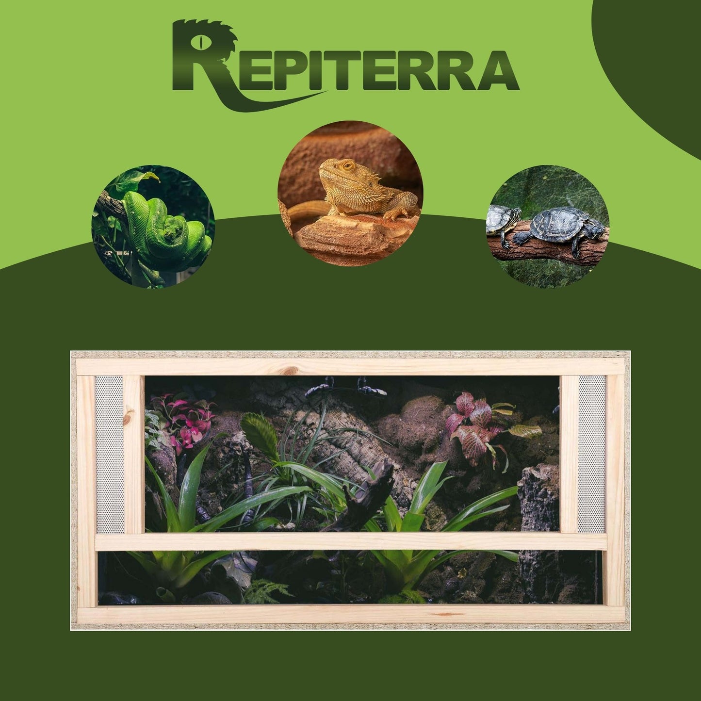 Repiterra Holz Terrarium mit Frontbelüftung 100x60x60 cm