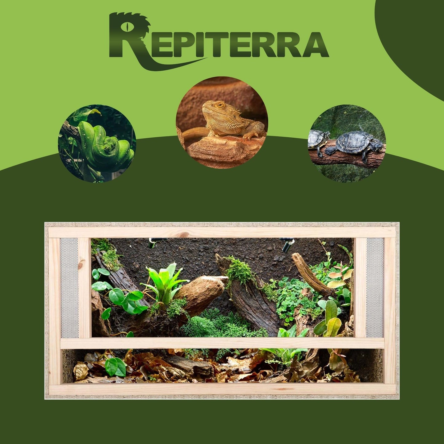Repiterra Holz Terrarium mit Frontbelüftung 80x50x50 cm