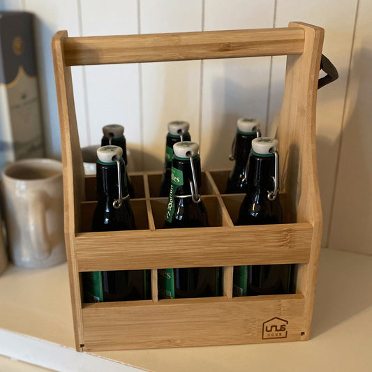 Flaschenträger hochwertig aus Bambus