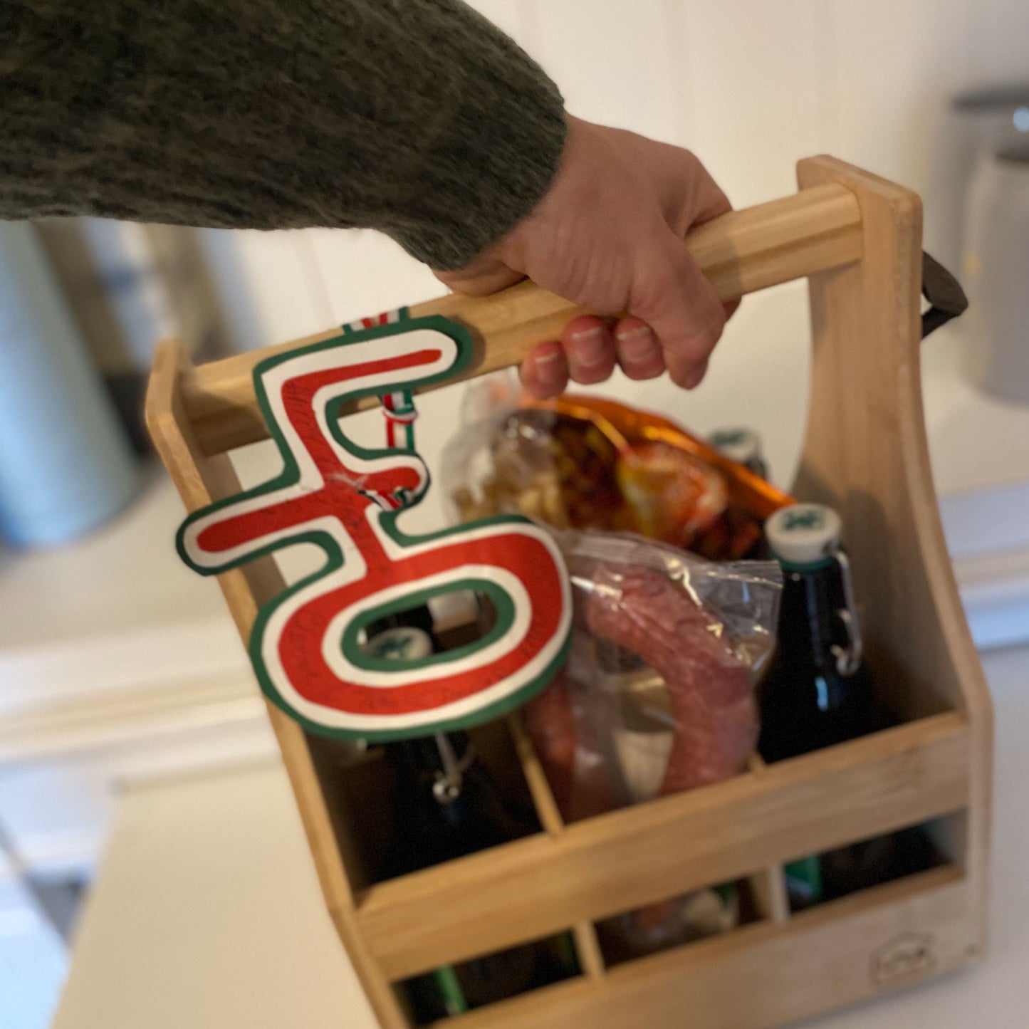 Flaschenträger hochwertig aus Bambus