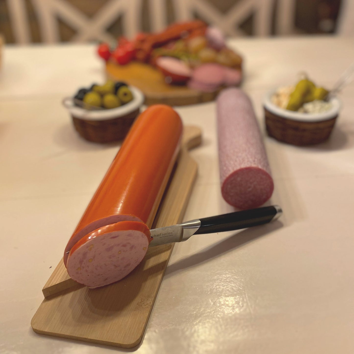 Wurst-Schneidebrett aus Bambus 34,5cm