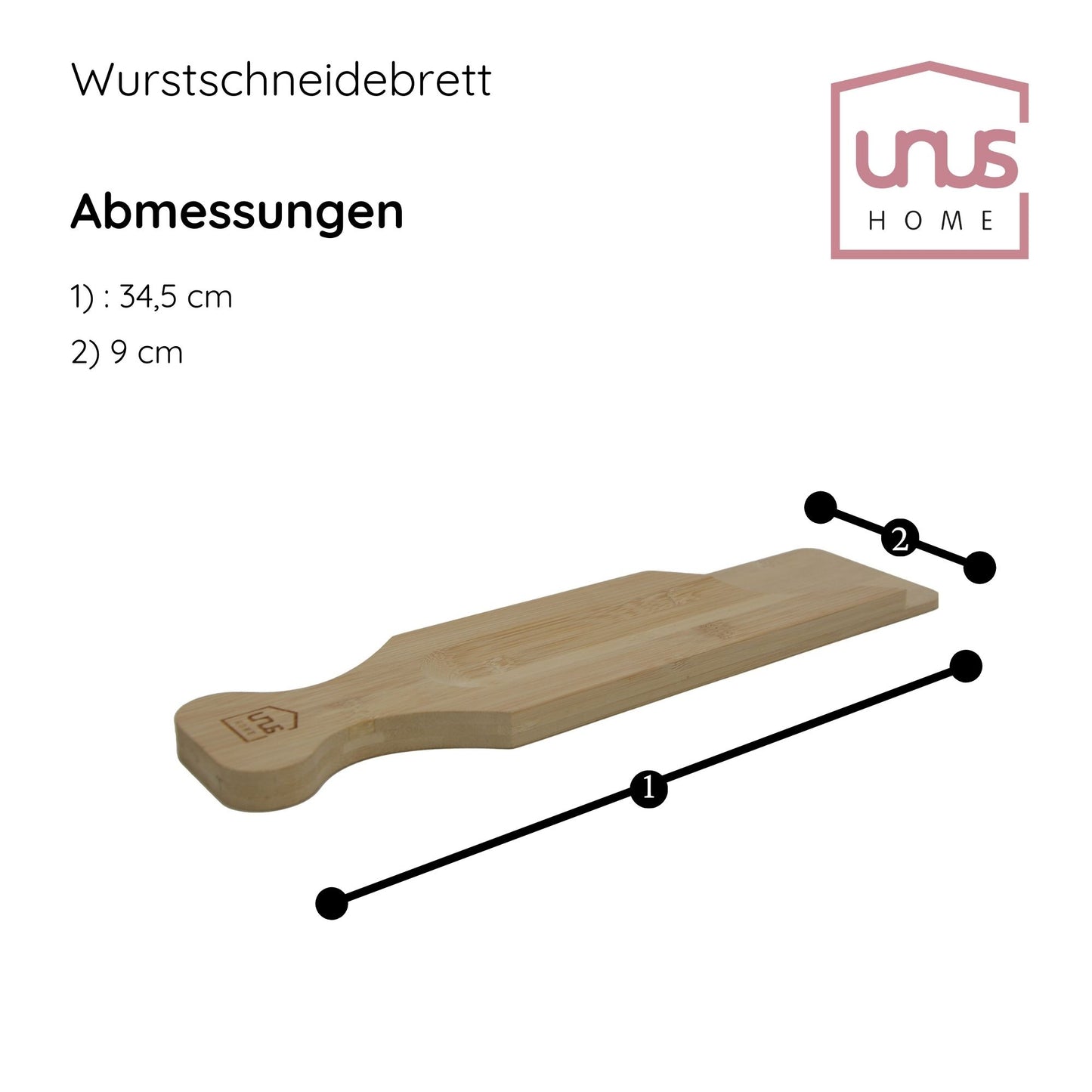 Wurst-Schneidebrett aus Bambus 34,5cm