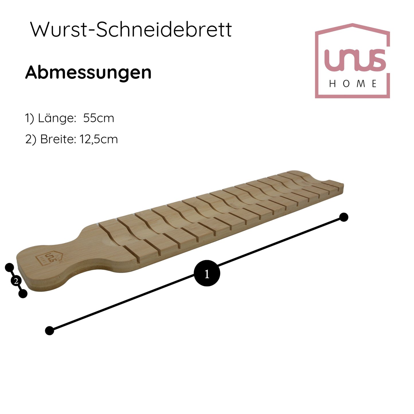 Schneidebrett für Baguette Stangenbrot aus Bambus 55cm