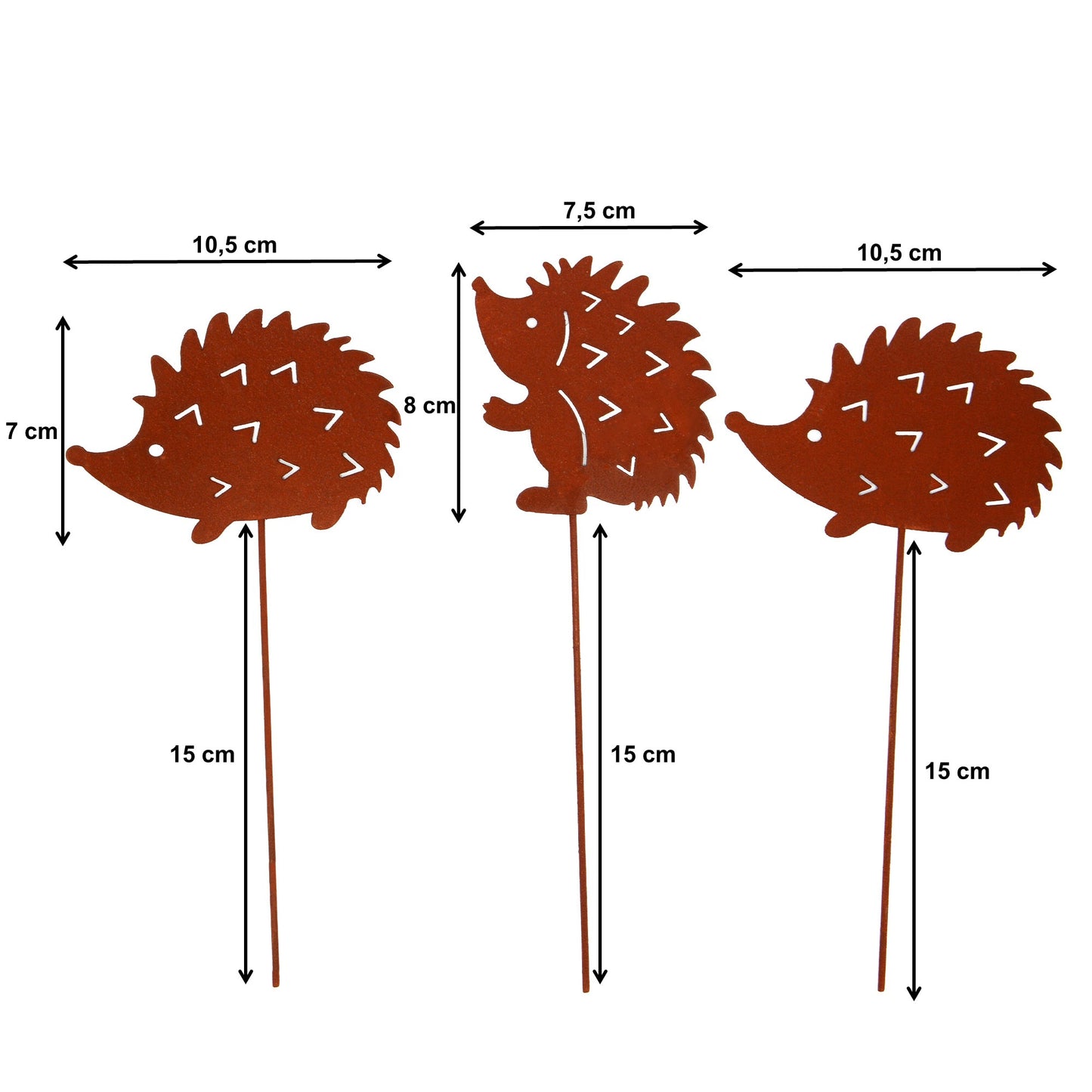 Gartenstecker Rost Igel 3er Set