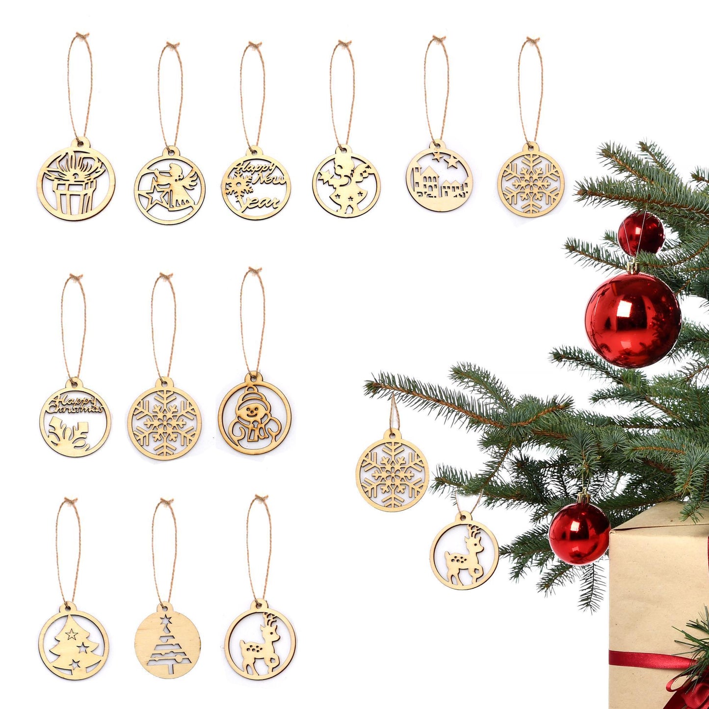 Weihnachtsanhänger 12er Set verschiedene Farben