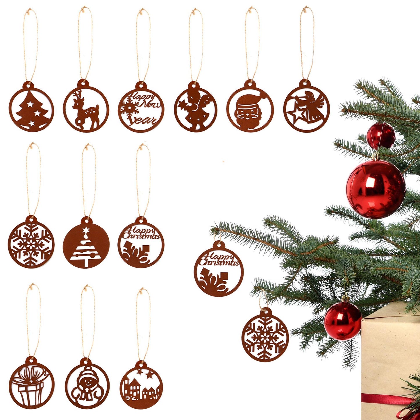 Weihnachtsanhänger 12er Set verschiedene Farben