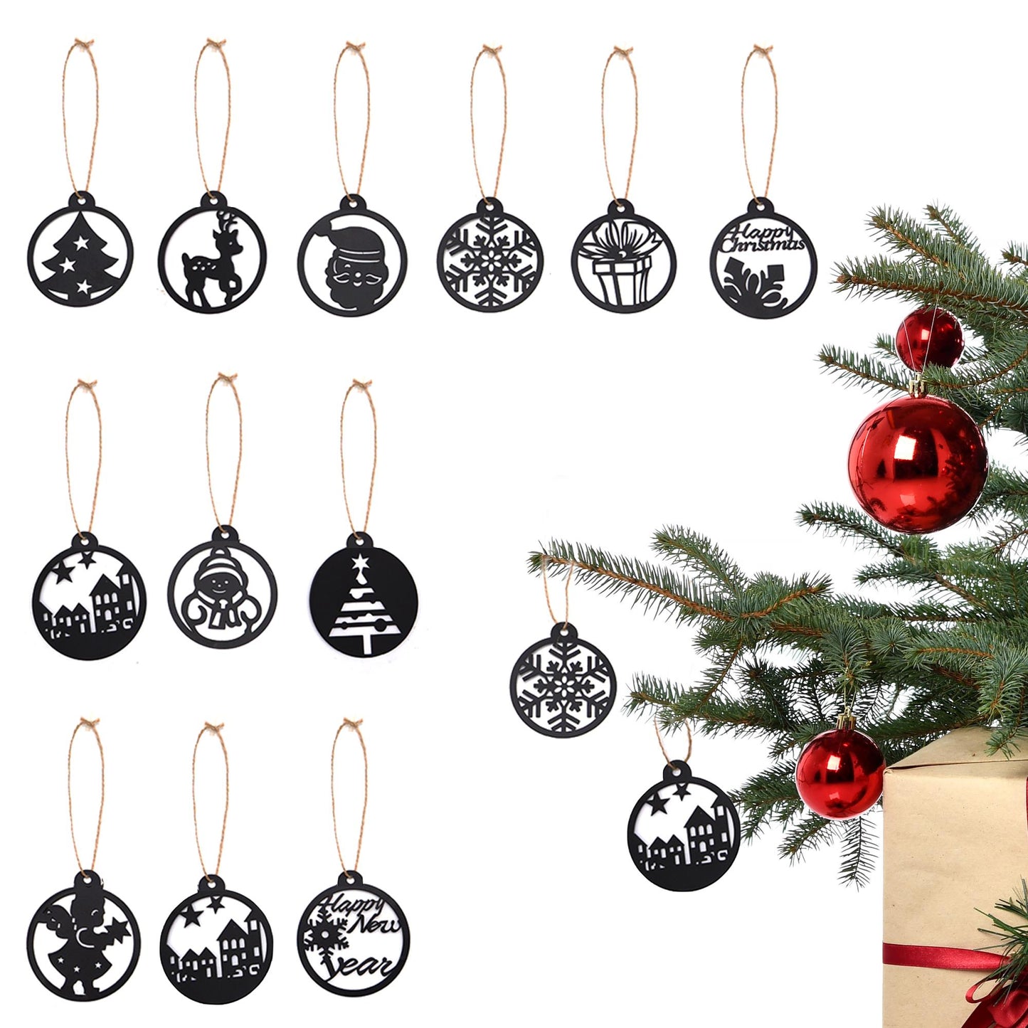 Weihnachtsanhänger 12er Set verschiedene Farben
