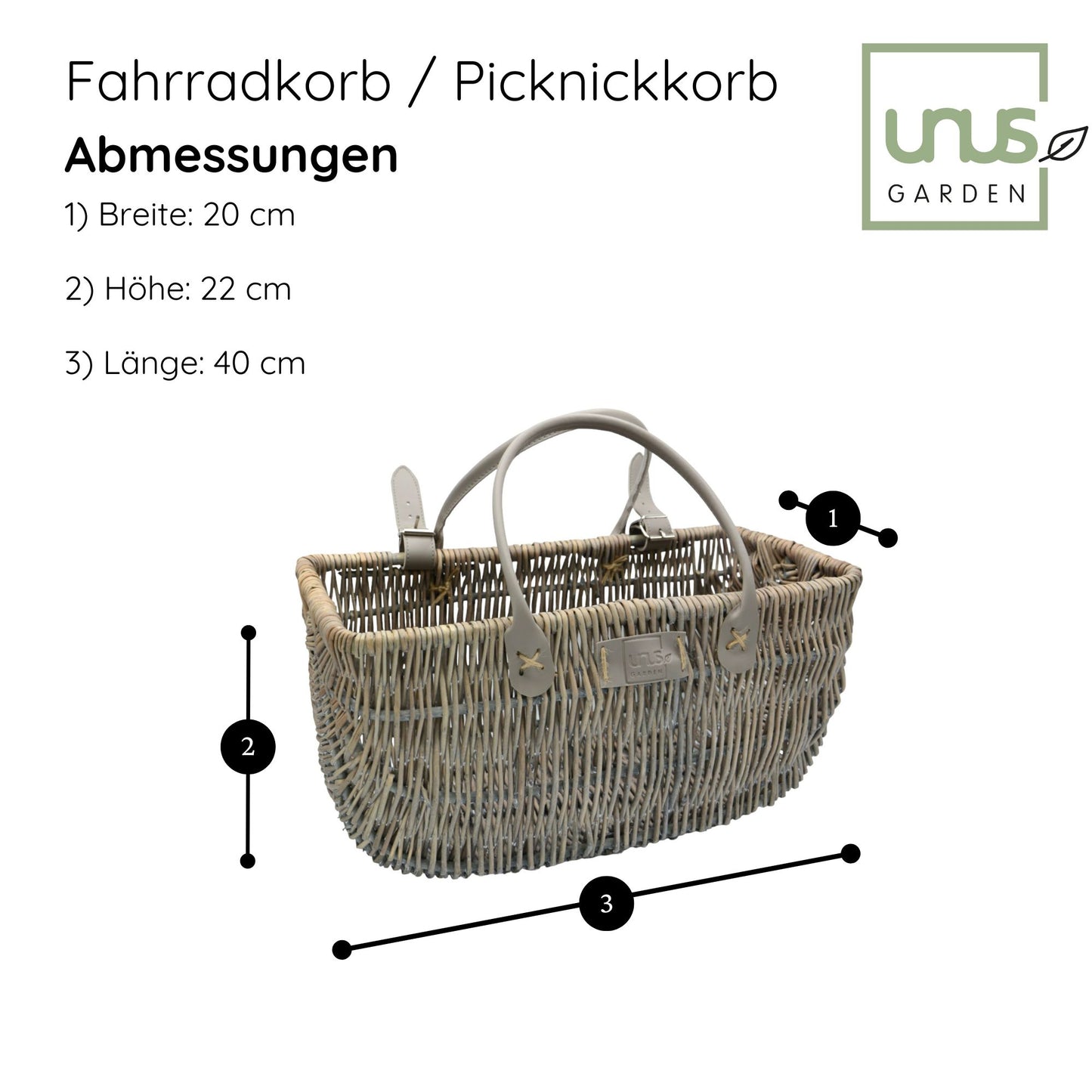Fahrradkorb für hinten seitlich aus Weide mit Henkel