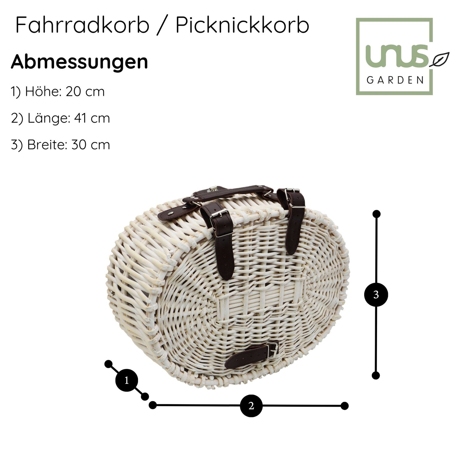 Fahrradkorb / Picknickkorb aus Weide oval für 2 Personen