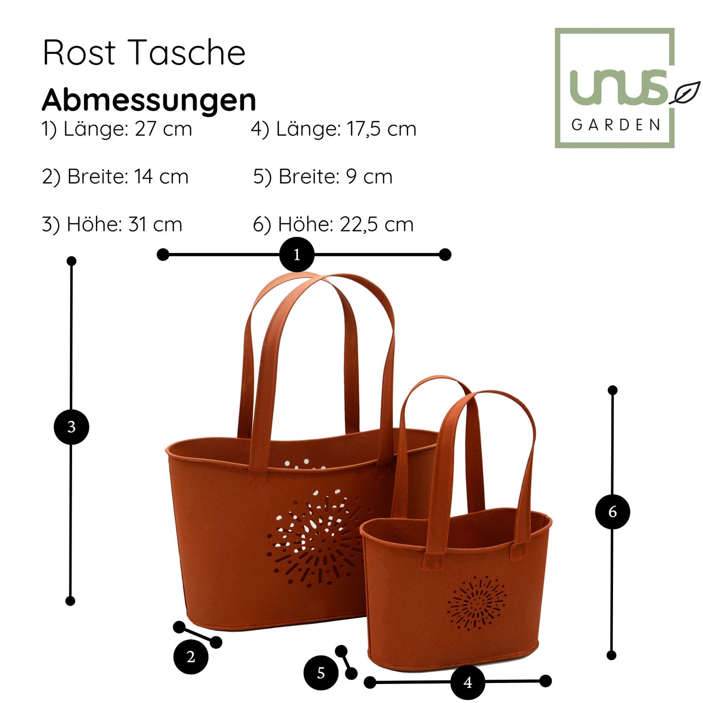 Blumentöpfe Handtaschen Rostoptik 2er Set