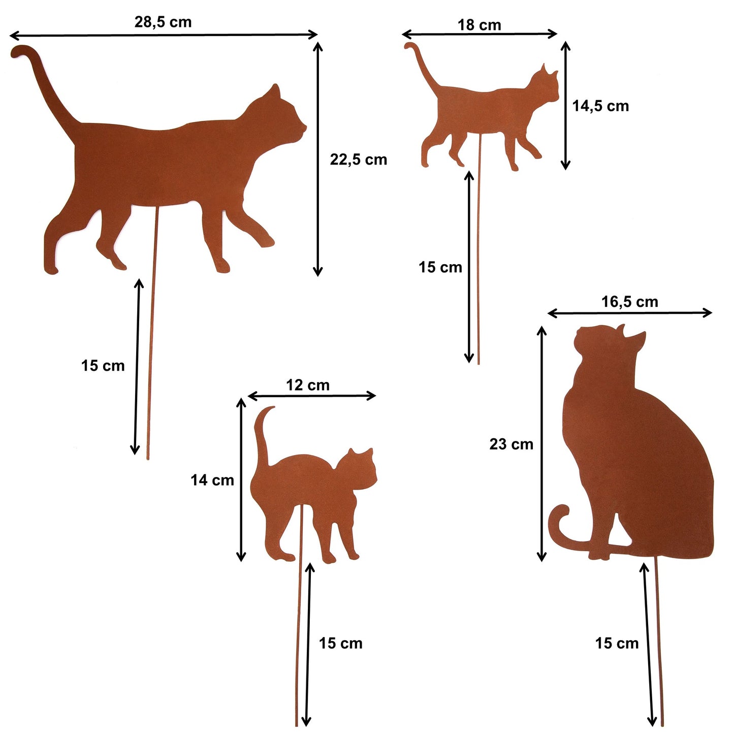 Gartenstecker Rost Katzen 4er Set