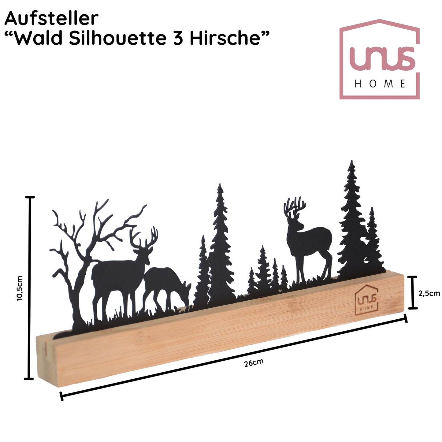 Aufsteller Wald mit 3 Hirschen Silhouette