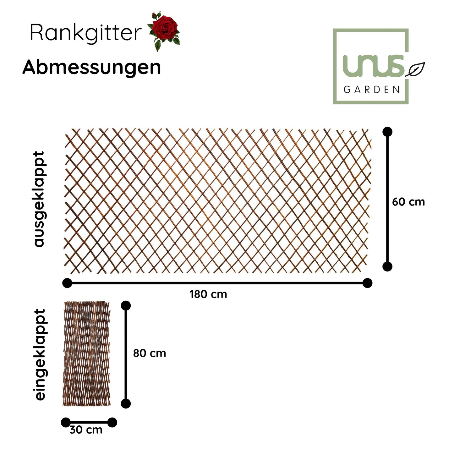 5x Holz Rankgitter Rankhilfe Weidenzaun Sichtschutz variabel