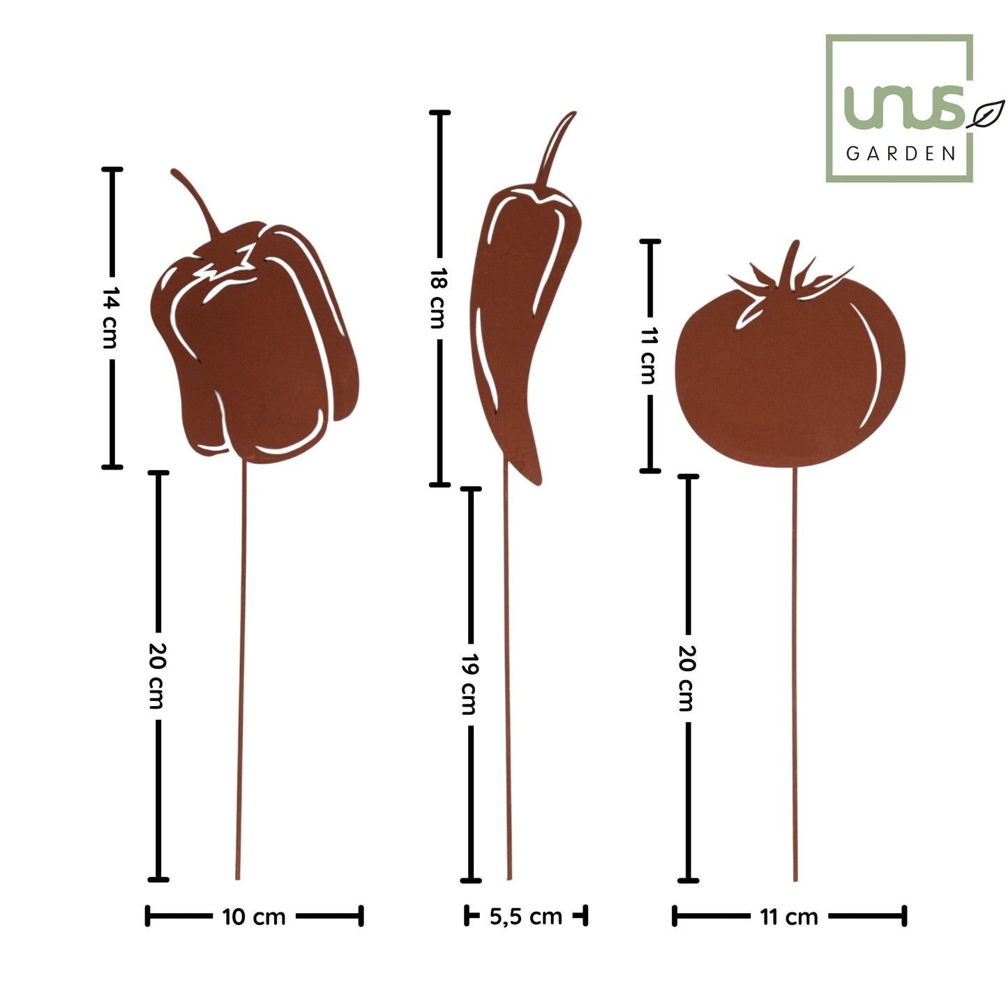 Gartenstecker Mediterranes Gemüse - 3er Set - Rostoptik