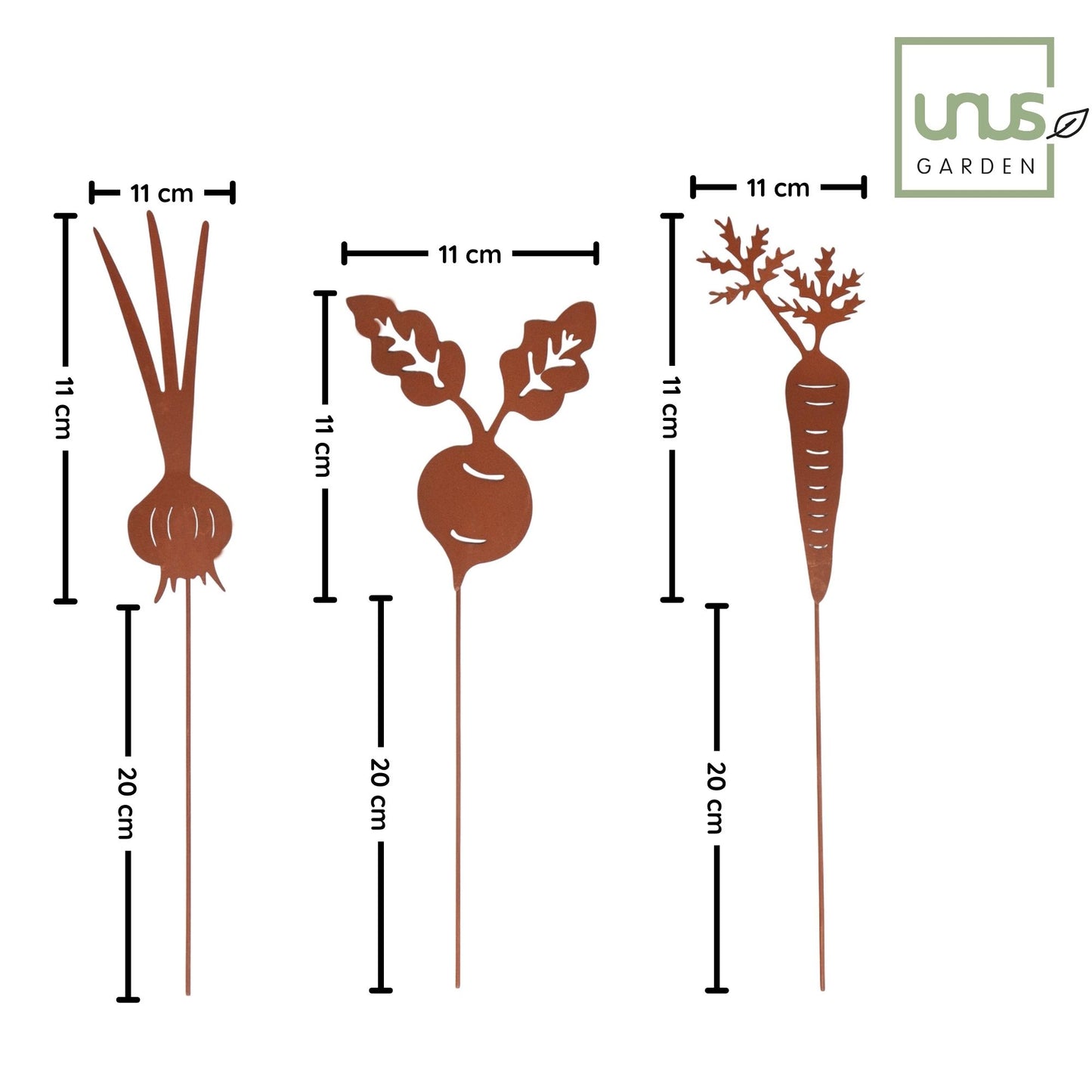 Gartenstecker Wurzelgemüse - 3er Set Rostoptik