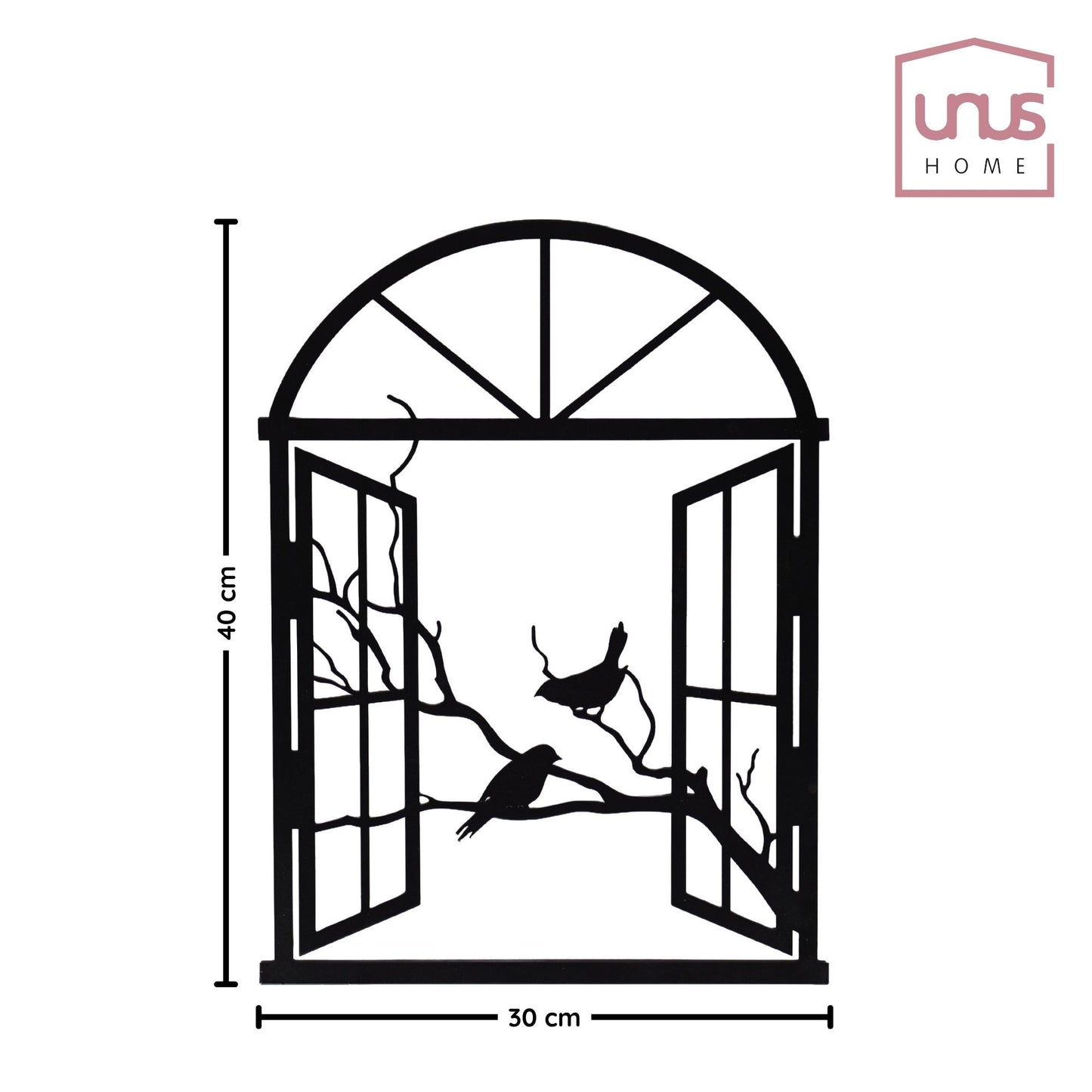Wandbild Metall Fenster geöffnet mit Landschaft selbstklebend schwarz