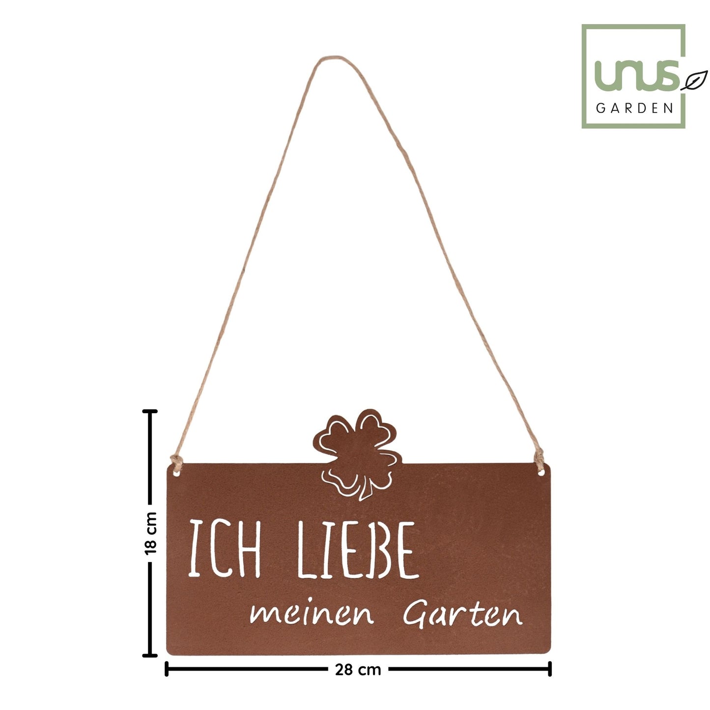 Aufhänger Gartenschild "Ich Liebe meinen Garten" Rost