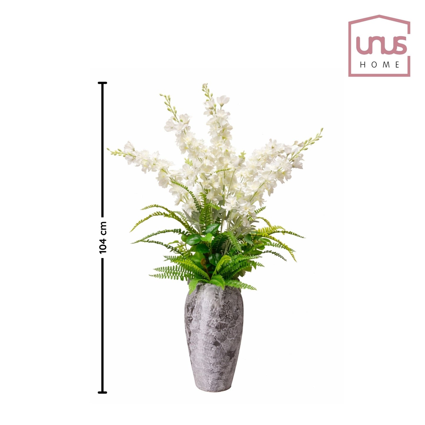 Kunstpflanze Weiß Grün mit Vase künstliches Blumengesteck 104 cm