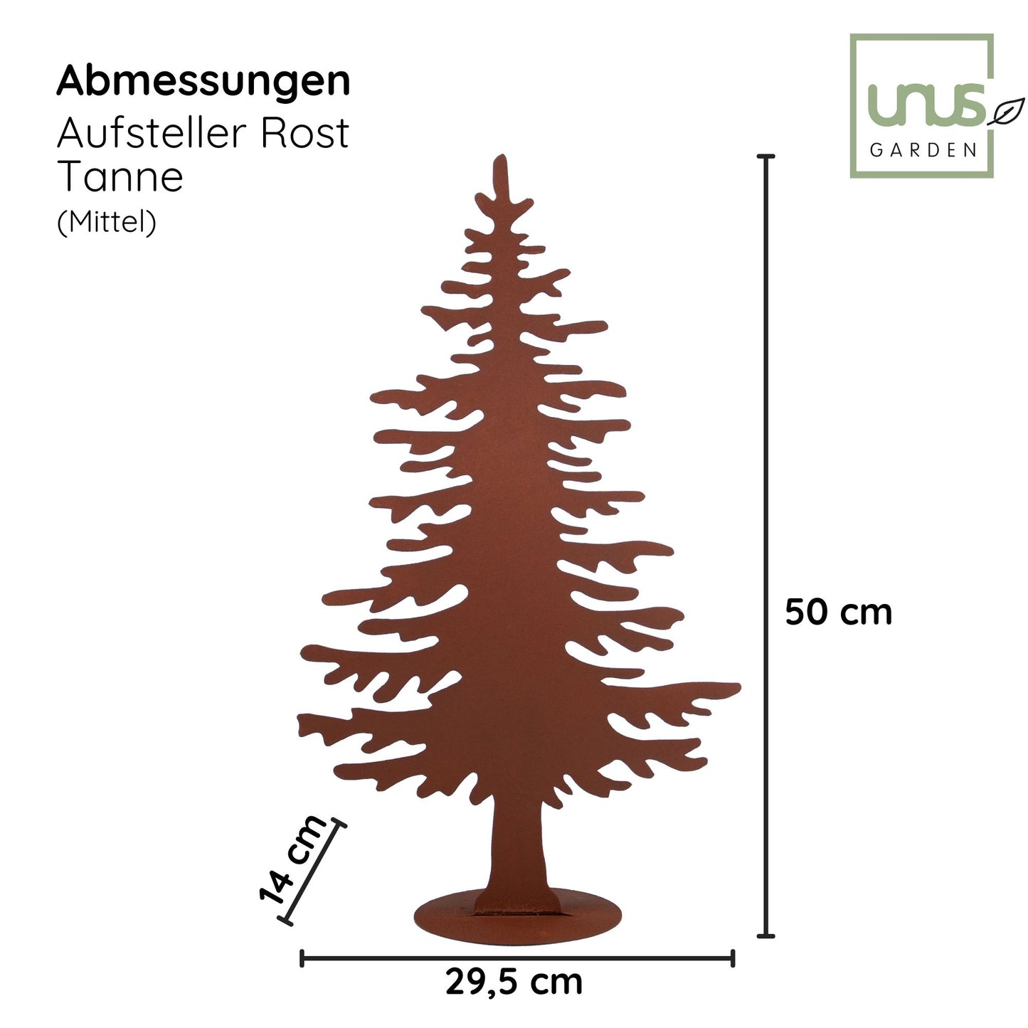 Tannenbaum-Aufsteller im Rostdesign klein