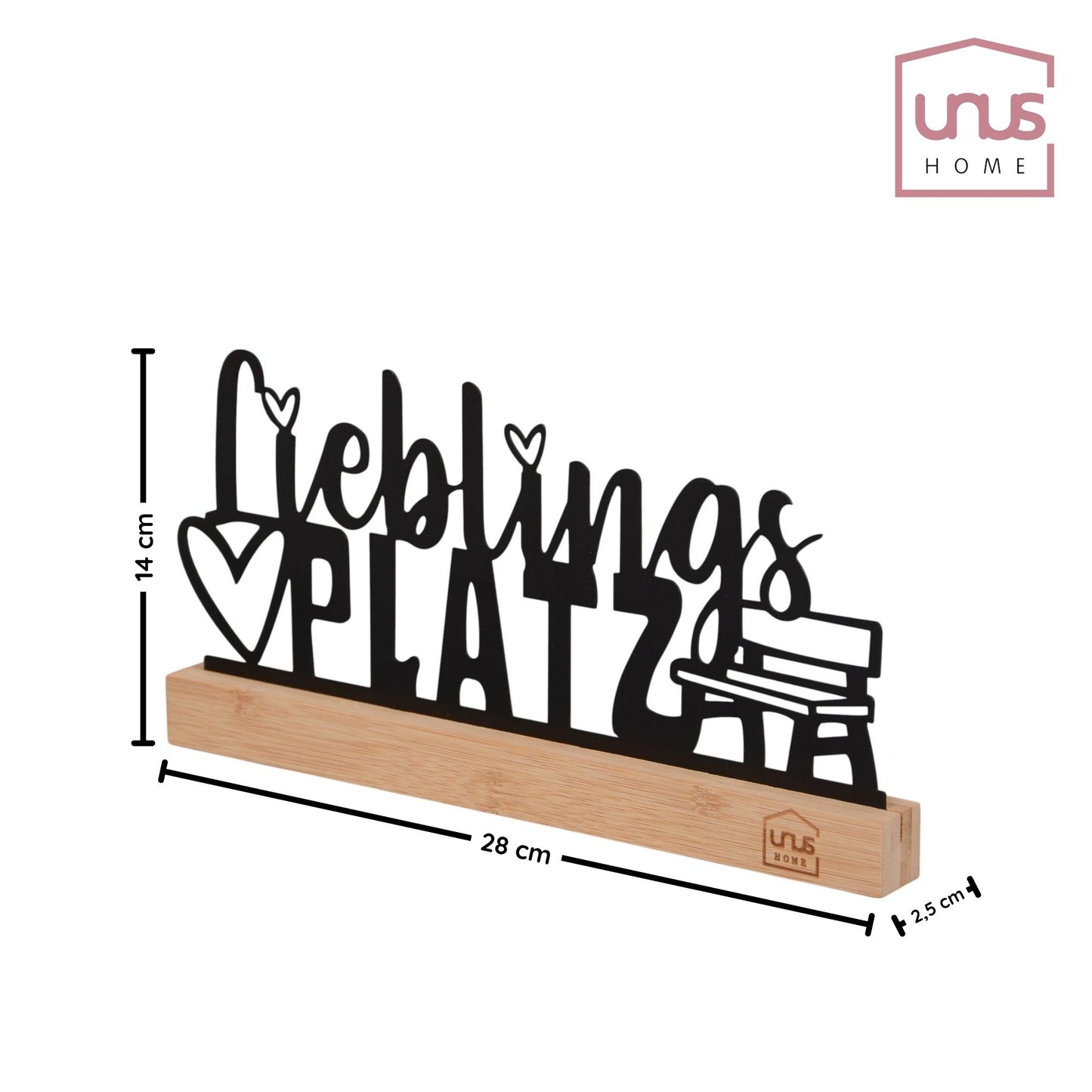 Aufsteller "Lieblings Platz" mit Herz- und Bankmotiv