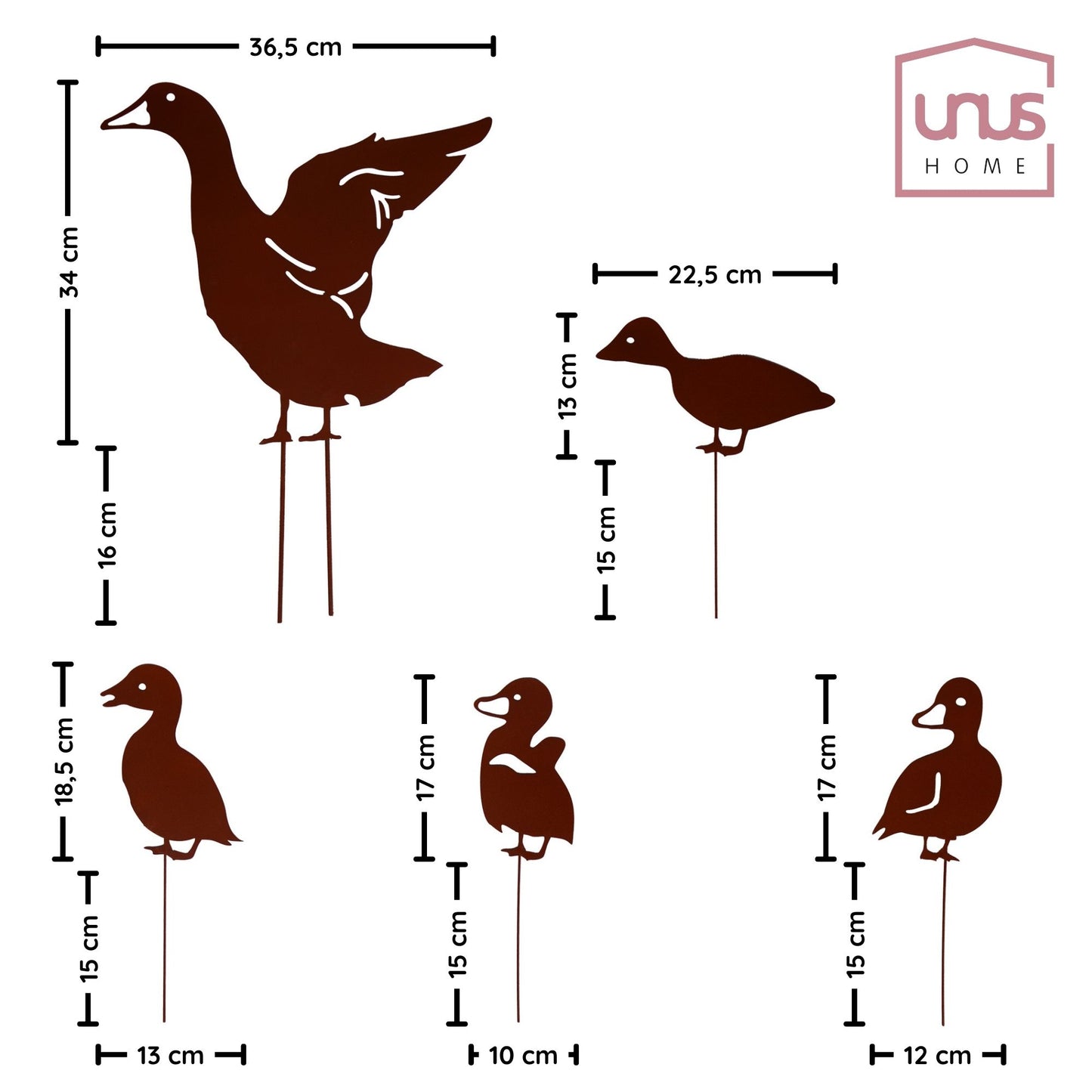Gartenstecker Entenfamilie im 5er Set