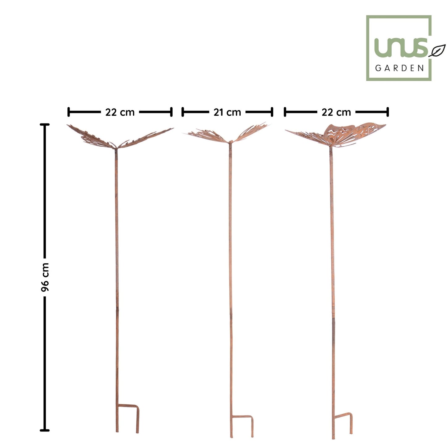 Gartenstecker Schmetterlinge 3er Set in Rost