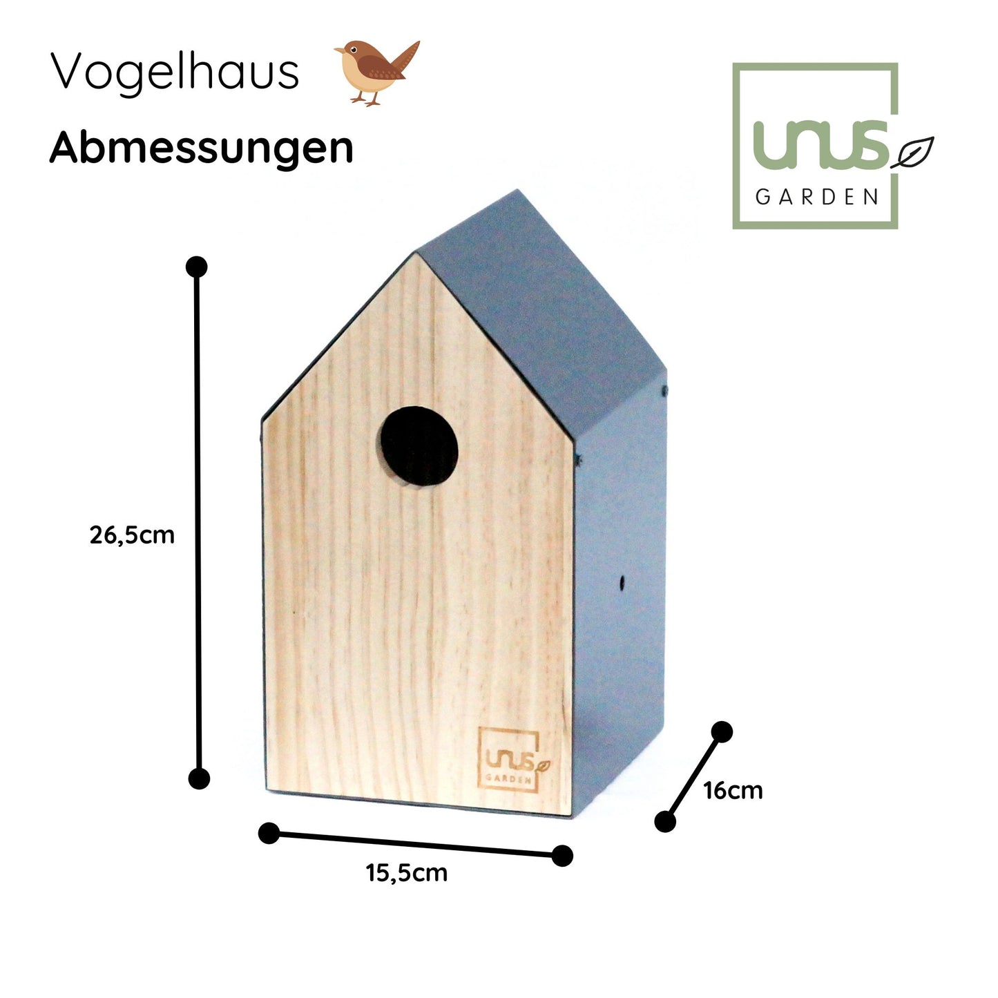 Vogelhaus Nistkasten viele Befestigungsmöglichkeiten grau