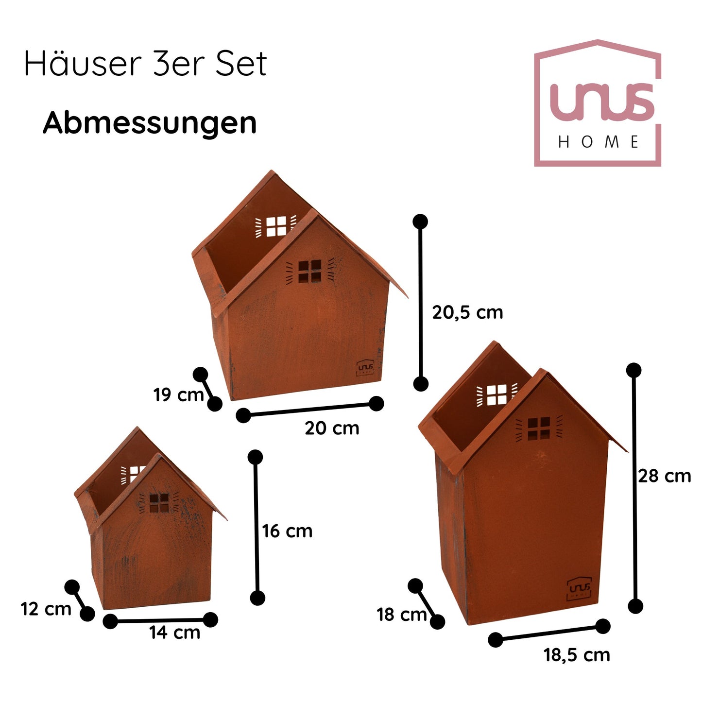 Deko-Häuser mit Gravur 3er Set