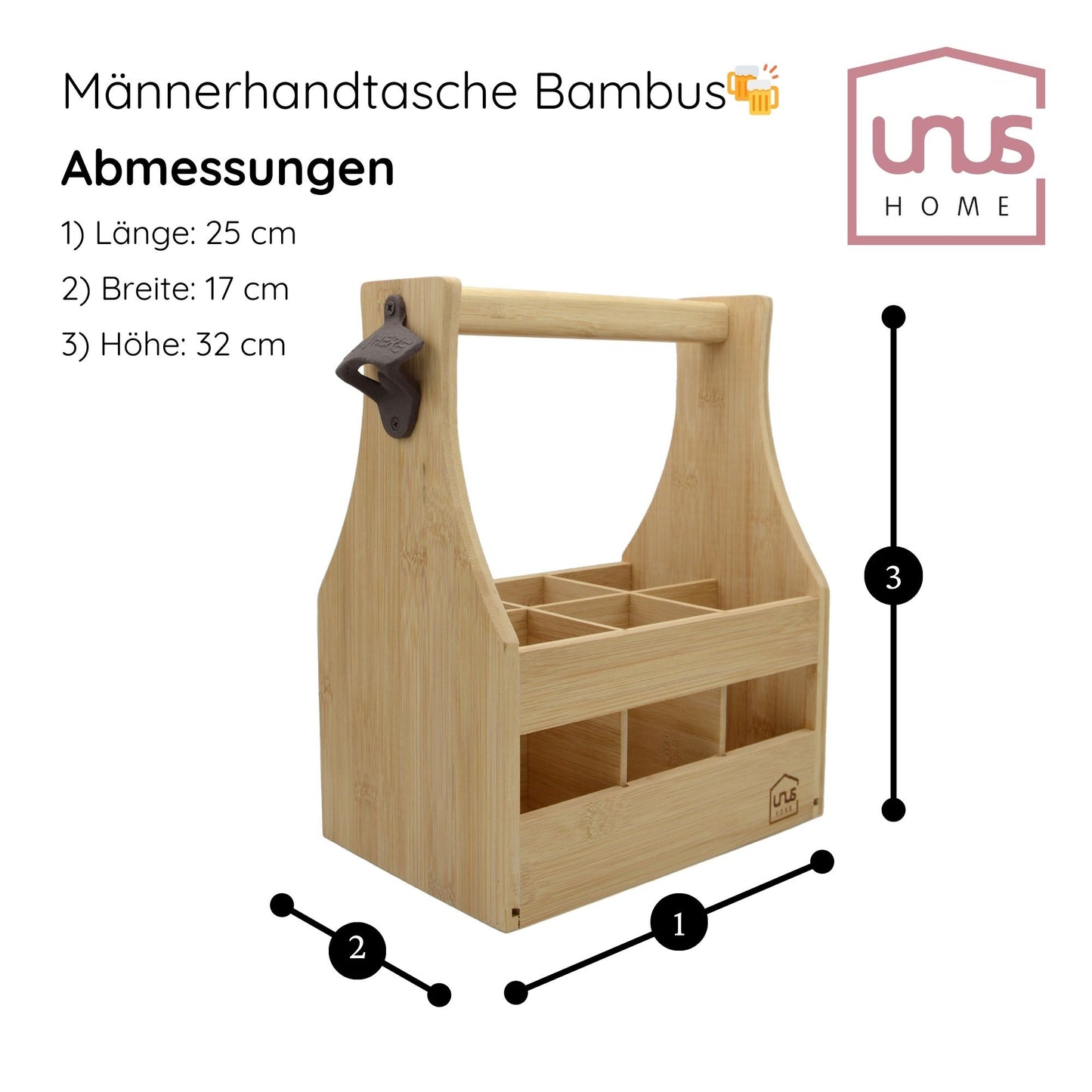 Flaschenträger hochwertig aus Bambus