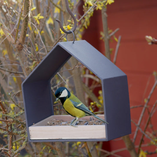 Vogelfutterhaus zum Aufhängen mit herausnehmbarer Futterschale