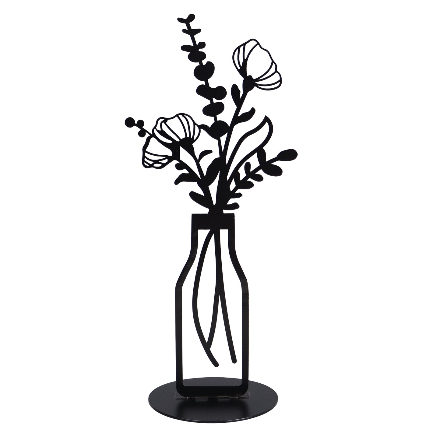 Aufsteller Blumenvase Metall schwarz