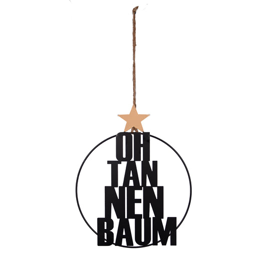 Metall-Aufhänger mit Schriftzug OH Tannenbaum 25cm