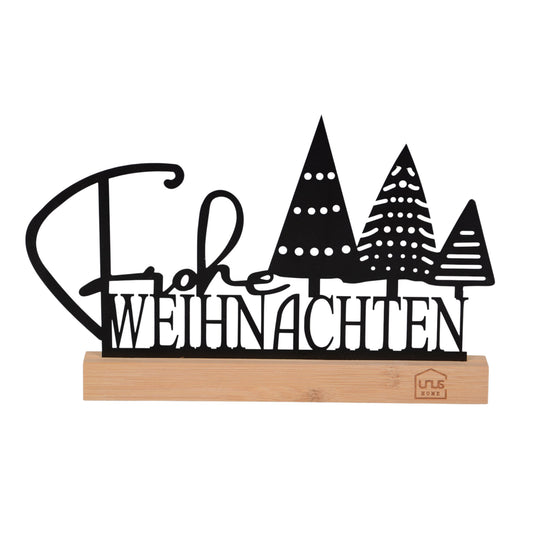Aufsteller "Frohe Weihnachten" mit Tannenbäumen