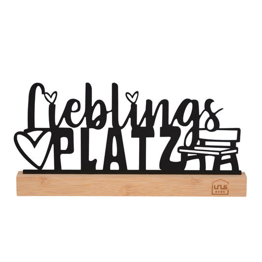 Aufsteller "Lieblings Platz" mit Herz- und Bankmotiv