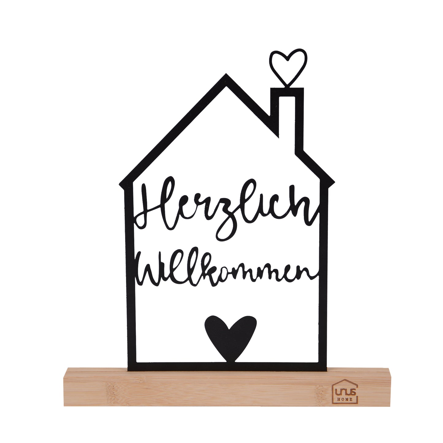 Aufsteller "Herzlich Willkommen" mit Unus Logo in weiß oder schwarz