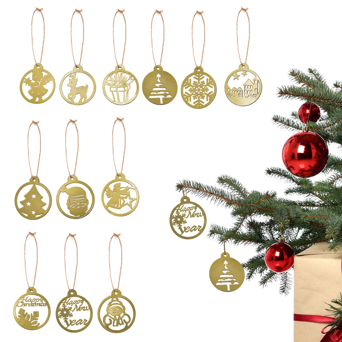 Weihnachtsanhänger 12er Set verschiedene Farben
