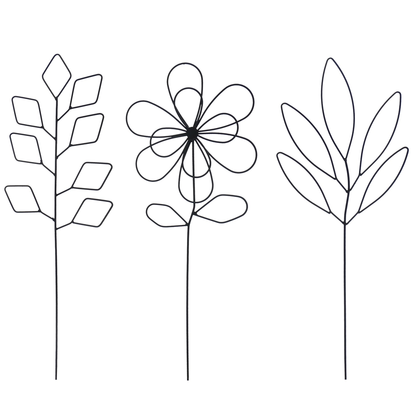 Metallkunst Stecker Blumen im 3er Set in schwarz