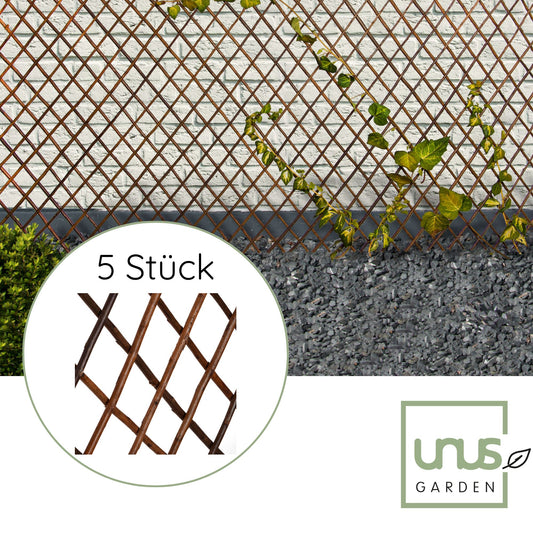 5x Holz Rankgitter Rankhilfe Weidenzaun Sichtschutz variabel