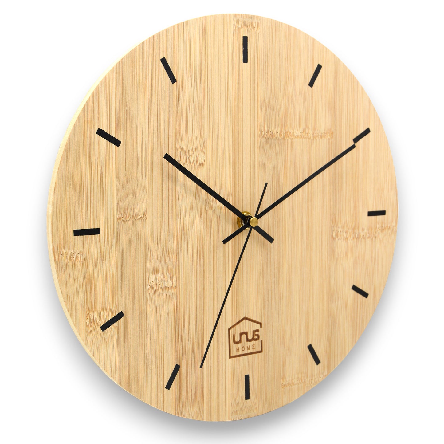 Wanduhr 30cm rund modern lautlos aus Bambus-Holz