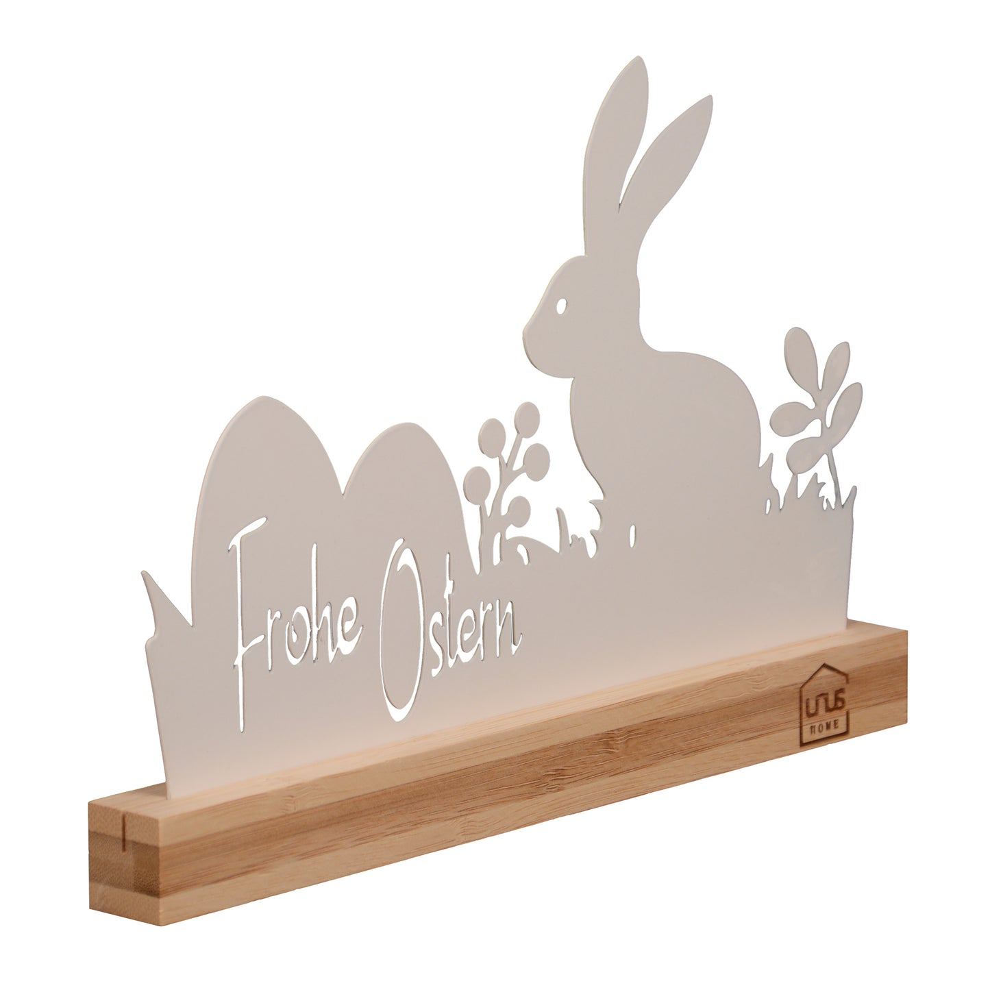 Aufsteller Frohe Ostern mit Hase weiß