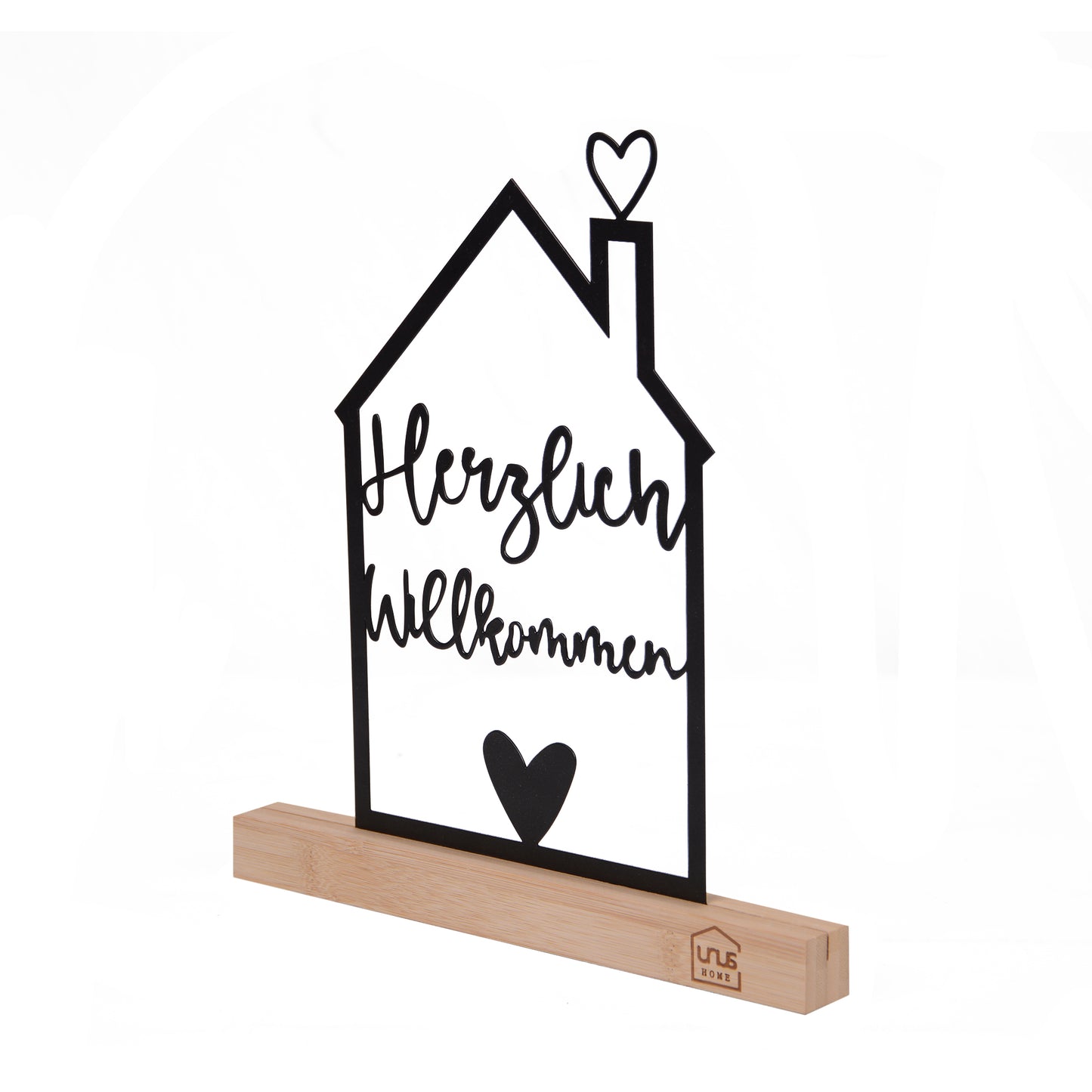 Aufsteller "Herzlich Willkommen" mit Unus Logo in weiß oder schwarz