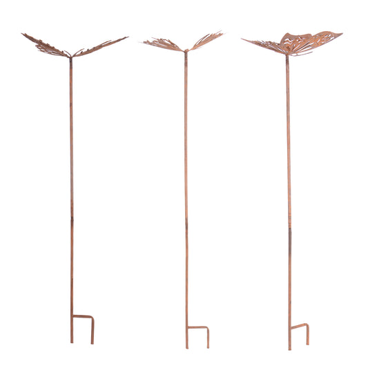 Gartenstecker Schmetterlinge 3er Set in Rost