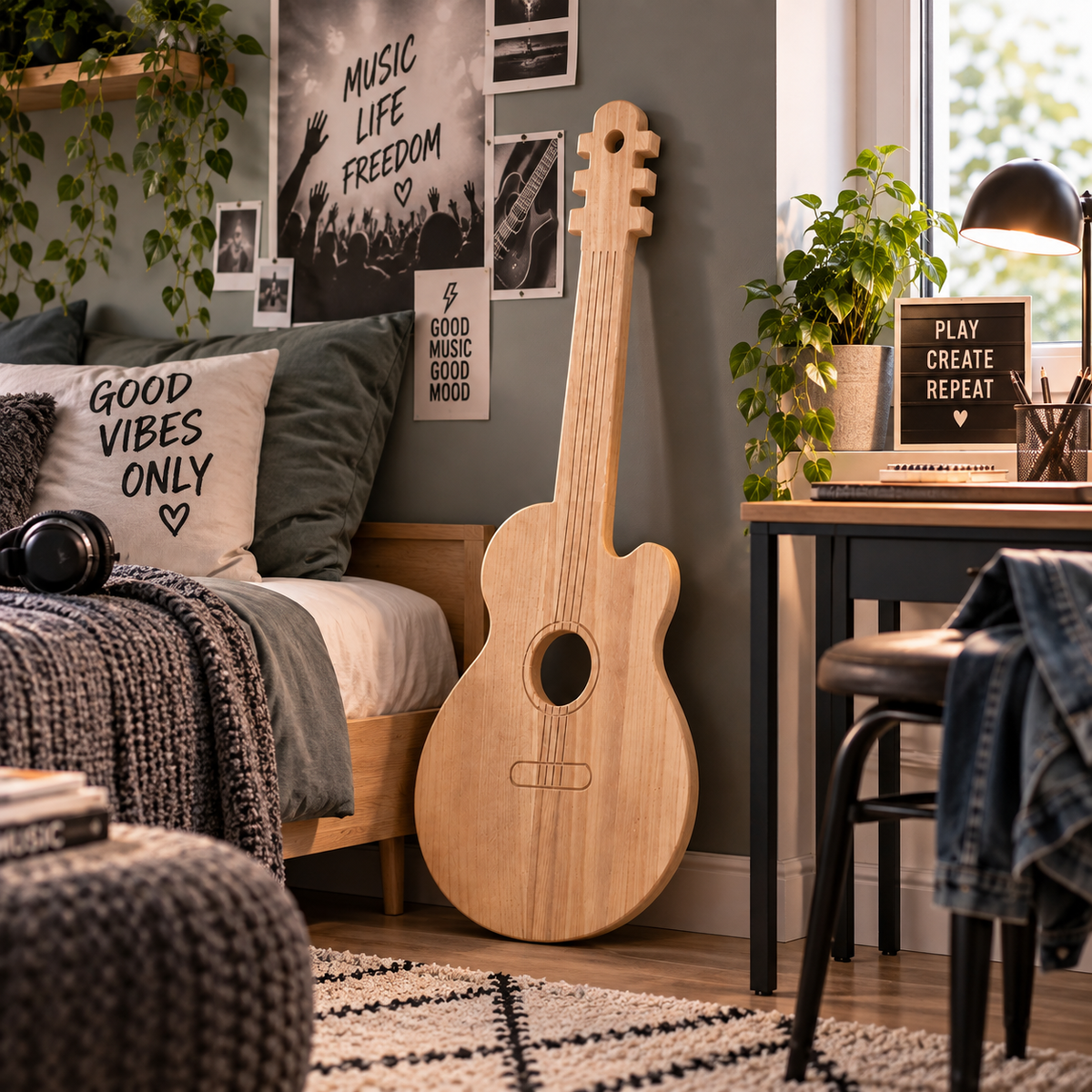 Holzgitarre "Gustav" in Natur