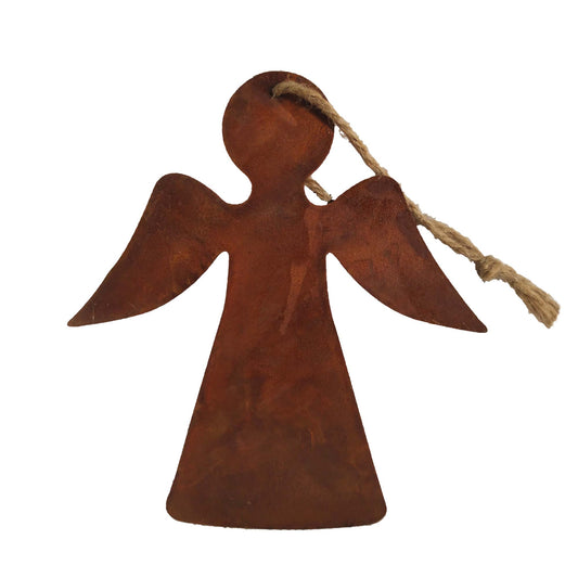 Deko Engel Rost zum Aufhängen mit Jutekordel