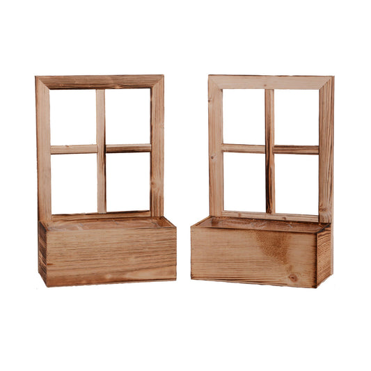 Holzfenster mit Pflanzbank Dekoration Altholz 2 Stück
