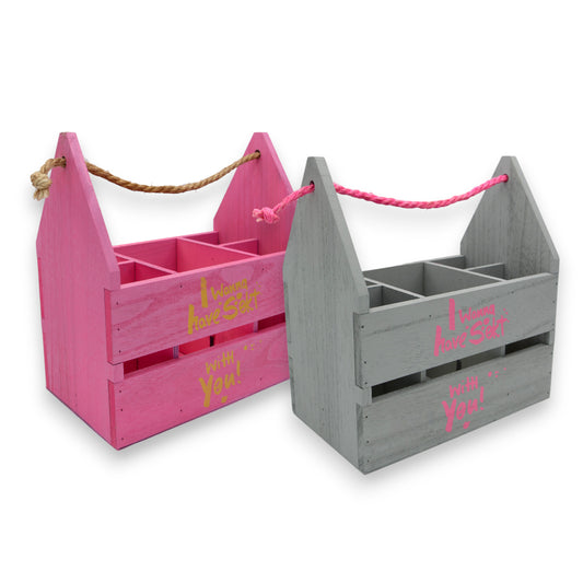 Flaschenträger pink "I wanna have Sekt with you" Holz