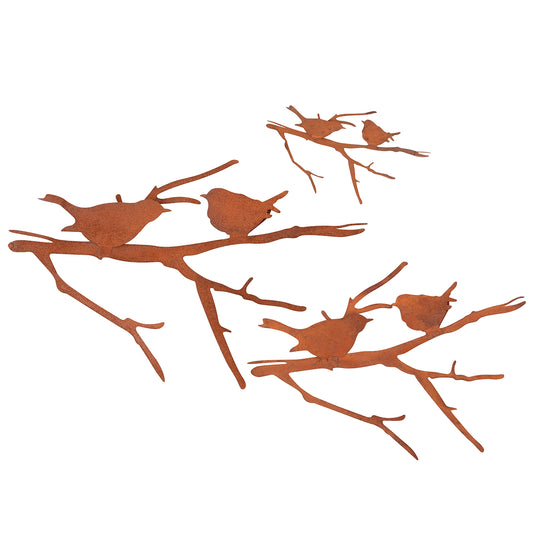 Roststecker Vögel auf Ast rostig 3er Set