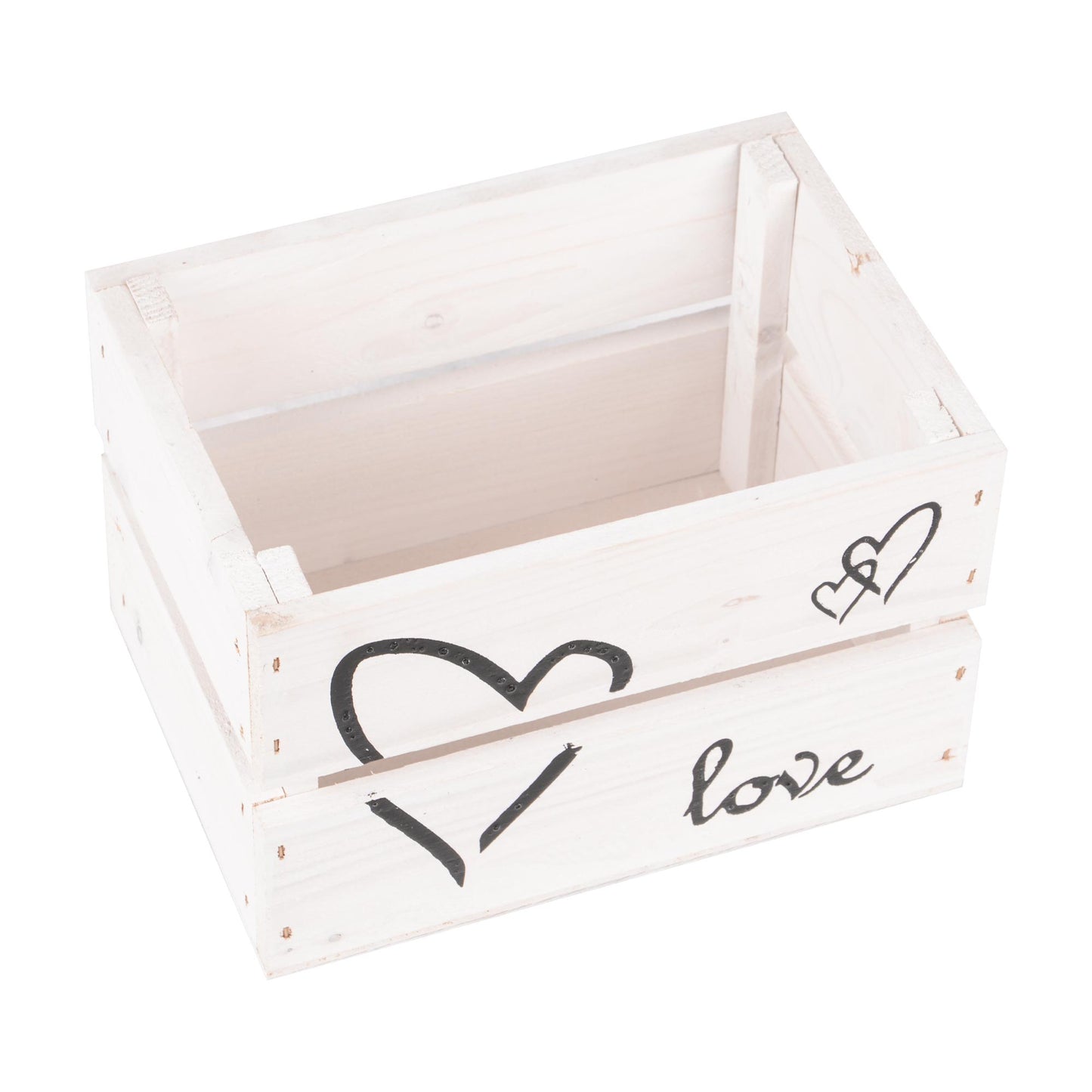 3er Set Holzkiste "love" weiß washed klein