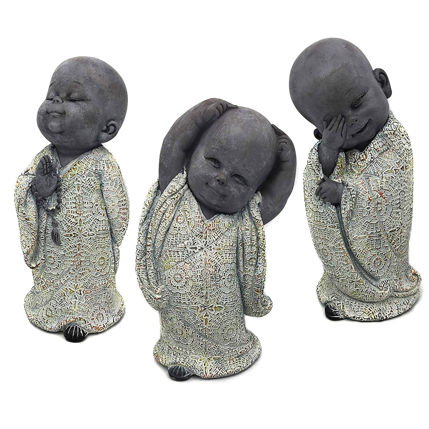 Dekofiguren Polyresin "Kleine Mönche" 3er-Set